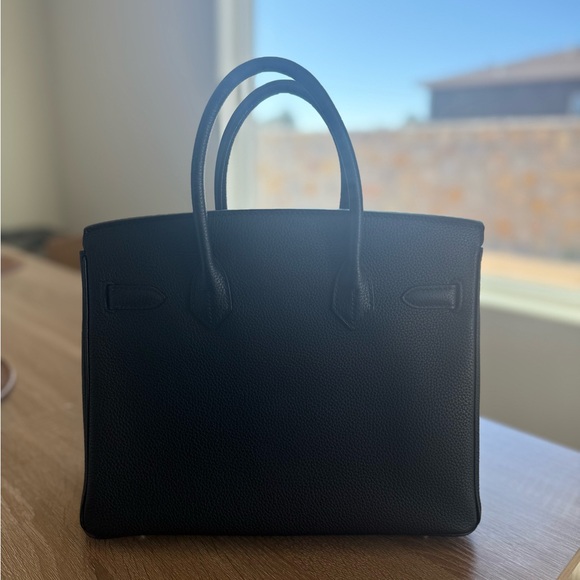 Hermes Birkin Black Leather Handbag with Palladium Hardware - Picture 4 of 8